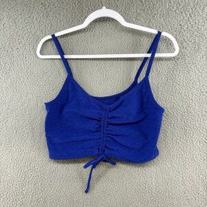 Beyond Yoga Blue Ruched Front Cropped Cami Tank Top Size Large